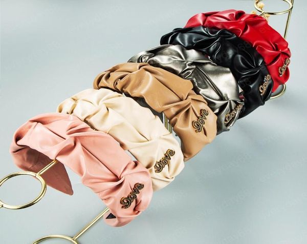 

elegant korean pu leather headband for woman vintage metal love pleated hairband girls party headwear hair accessory1814386, Silver