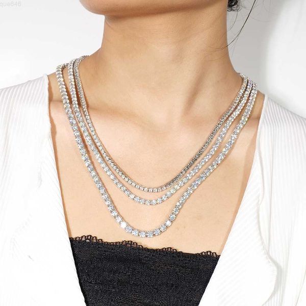 

elegant style 925 sterling silver with full of moissanite 3mm tennis chain necklace for women