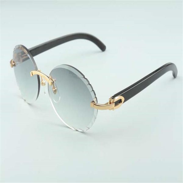 

2019 cutting lenses sunglasses a3524016-h3 pure natural black buffalo horn legs retro oval glasses size 58-18-140mm272v, White;black