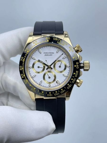 

black rubber strap mens watches classic designer 40mm automatic mechanical movement stainless steel man wristwatches casual sports waterproo, Slivery;golden