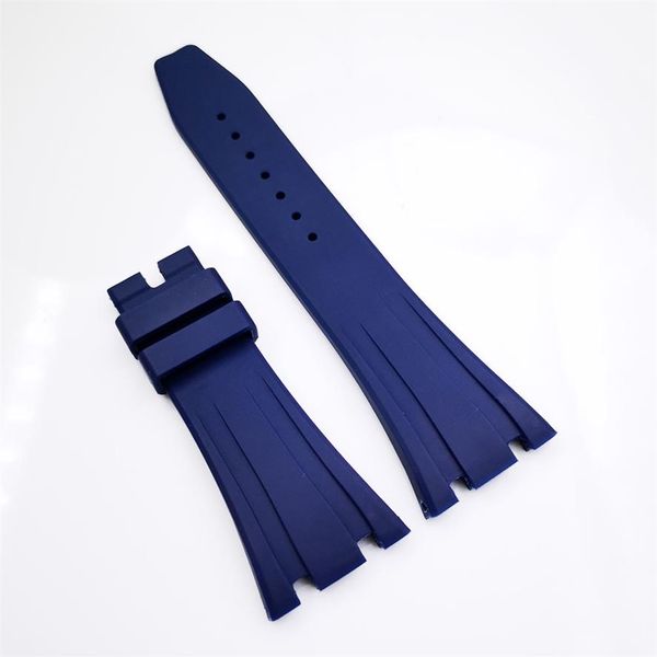 

27mm 18mm blue rbber clasp strap watch band for royal oak 39mm 41mm model 15400 153002875, Black;brown