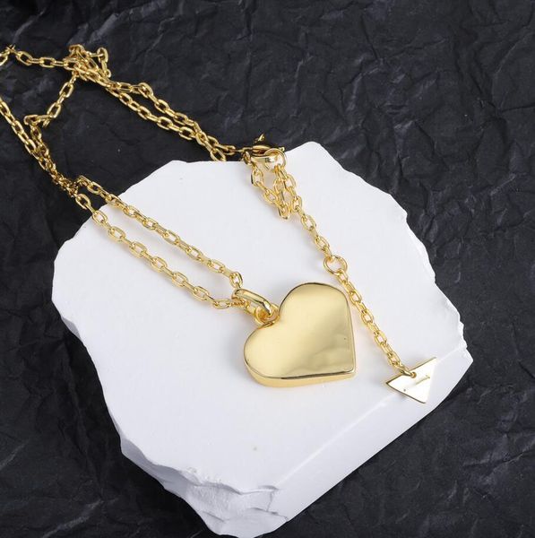 

chic 18k gold plated love heart pendant necklaces fashion designer letter necklace chain women wedding jewelry accessories, Silver