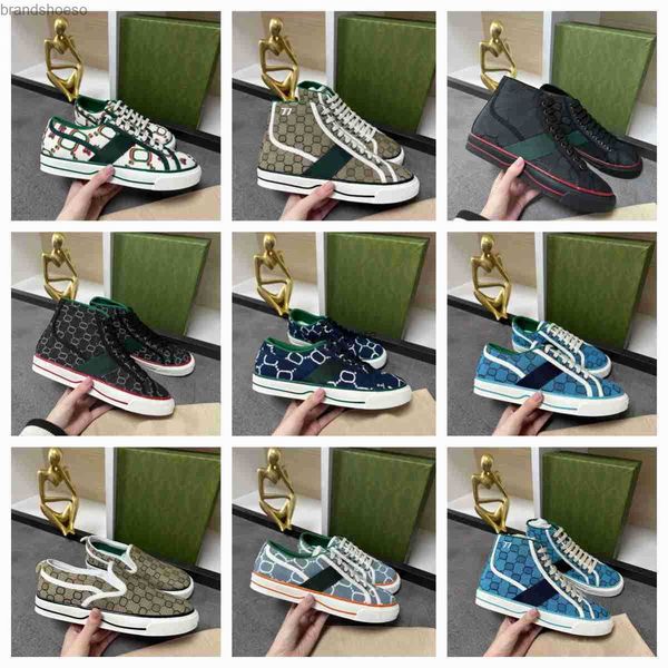 

tennis 1977 canvas casual shoes luxurys designers womens shoe italy green and red web stripe rubber sole stretch cotton low mens sneakers wi