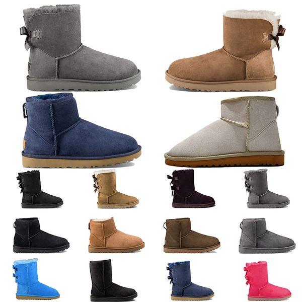 

fluffy slides 2023 classic mini snow boot popular genuine leather boots fashion women's keep warm boots plush 36-41, Black