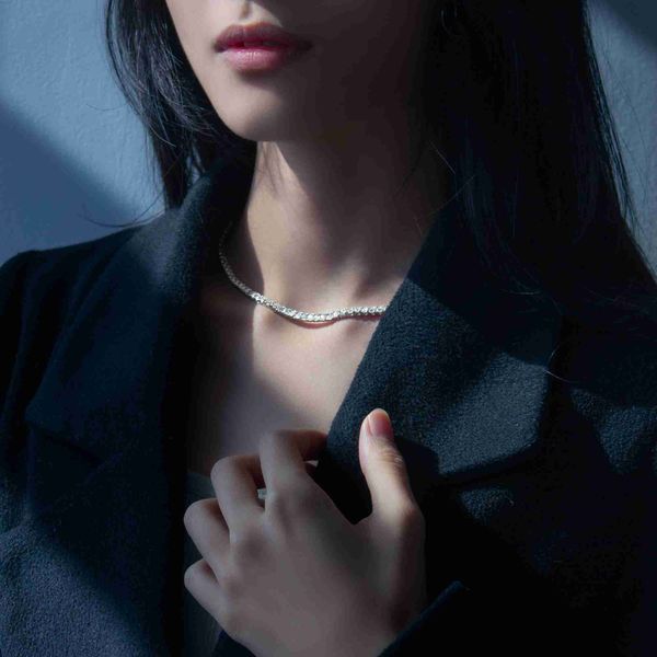 

luxury 925 silver hip hop sparkling vvs moissanite diamond tennis chain necklace