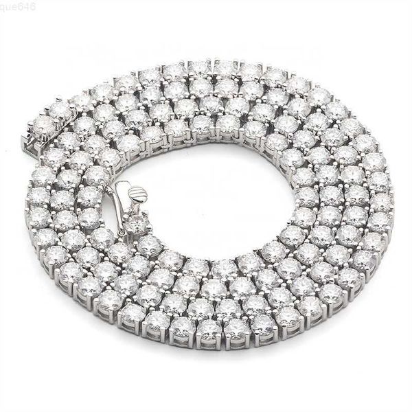 

women jewelry s925 silver with gold plated iced out chain 3mm 4mm 5mm vvs moissanite diamond tennis necklace chains