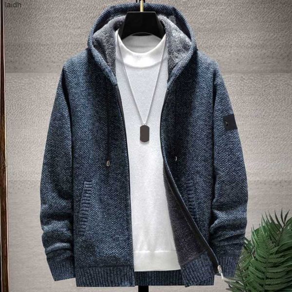 

plus fleece thick coat large size fashion trend sweater autumn and winter new hooded cardigan men's zipper knit stone h4gh, White;black