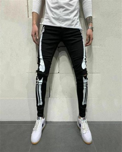 

men jean 2020 stretchy ripped skinny biker patchwork jeans for men destroyed hole slim fit denim pants jeans hombre261575756, Blue