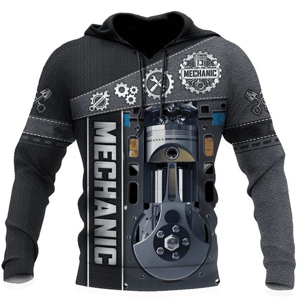 

men's hoodies sweatshirts mechanic hoodie personalised men's hooded sweatshirt autumn y2k clothing for men oversized casual pullov, Black