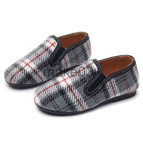 

sneakers boys loafers slip on shoes elastic white grey plaid round toe dress kids menino zapatos chaussure sandq 2022 autumn winter new j230, Black;red