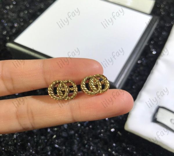 

luxury gold grain love earring designer stud fashion earrings classical letters jewelry 925 silver retro g studs womens gift with 4468471, Golden;silver