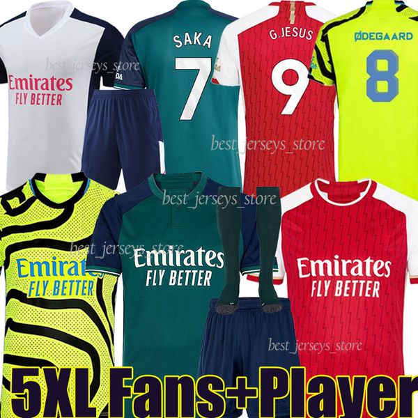 

4xl 5xl 23/24 g.jesus rice soccer jerseys gunners fans player version saliba saka smith rowe odegaard nketiah martinelli jorginho thomas hav, Black;yellow