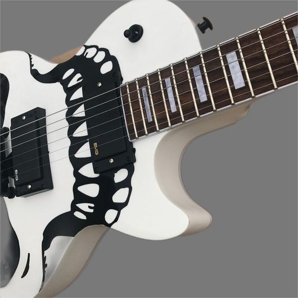 

jacaranda wood fingers, white electric guitar, guitar, black hardware