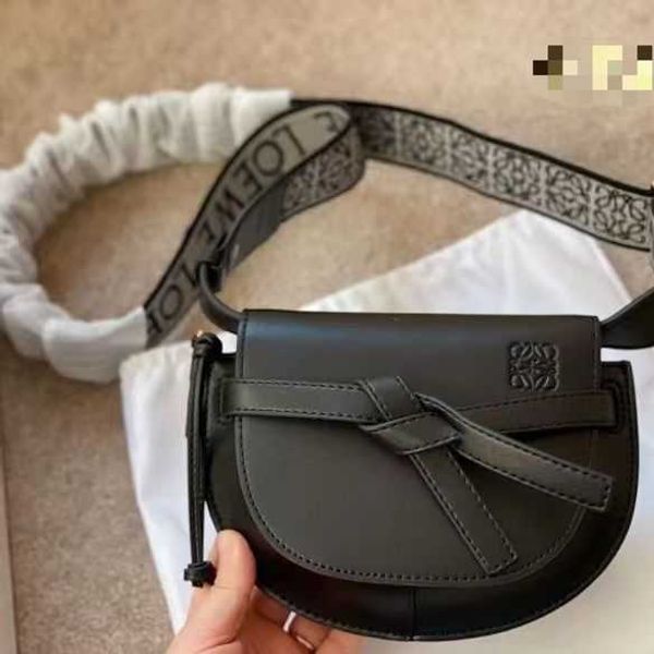 

loewiesness gate mini new embroidery wide shoulder strap saddle bag cowhide bow tie crossbody bag women