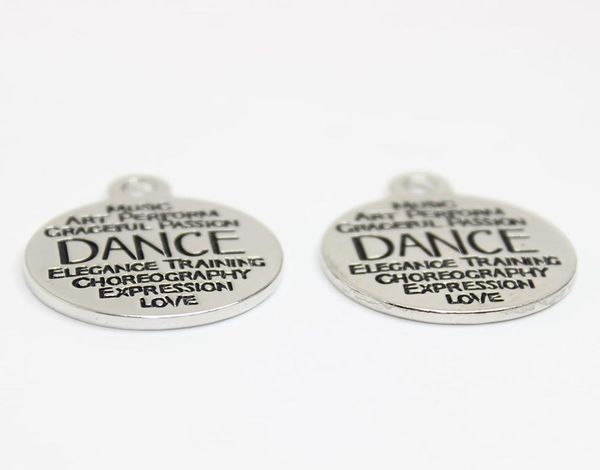 

new arrivals 12pcs22mm dance zinc alloy white k charms word collage charms pendant for necklace bracelet diy jewelry3744506, Bronze;silver