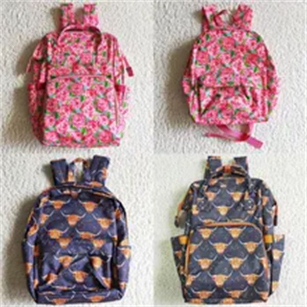 

diaper bag flower cow print fashion baby girls backpacks boutique mommy bags zipper hasp kids backpack wholesale bulk, Black