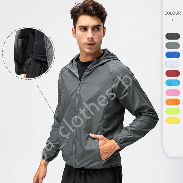 

lul- d15007 men's skin windbreaker light thin breathable quick-drying waterproof windproof outdoor long sleeve with hoodies outdoor jac