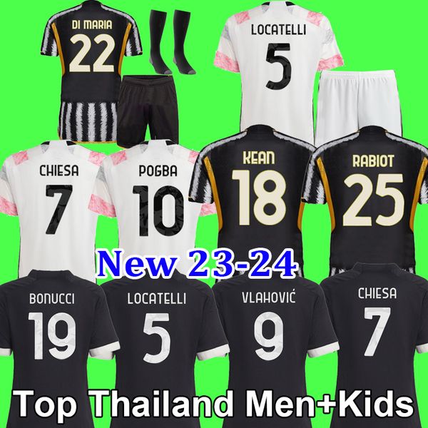 

23 24 vlahovic kean pogba chiesa soccer jerseys 2023 2024 fans player juventus milik di maria mckennie locatelli jerseys kits men kids kit u, Black;yellow