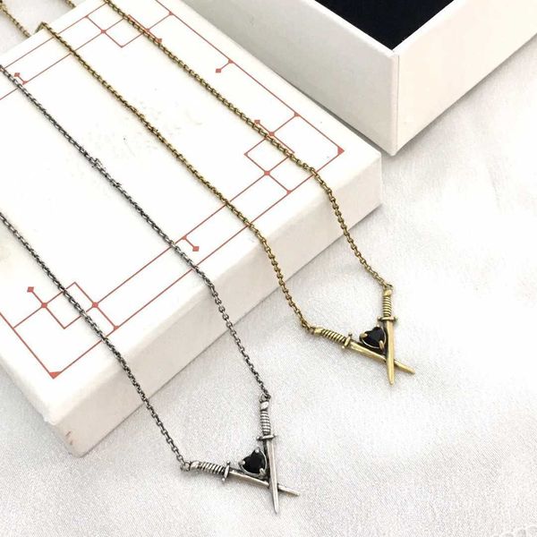 

fashion designer alexander queen dagger shaped necklace for women with advanced sense individualized temperament black rhinestone piercing c