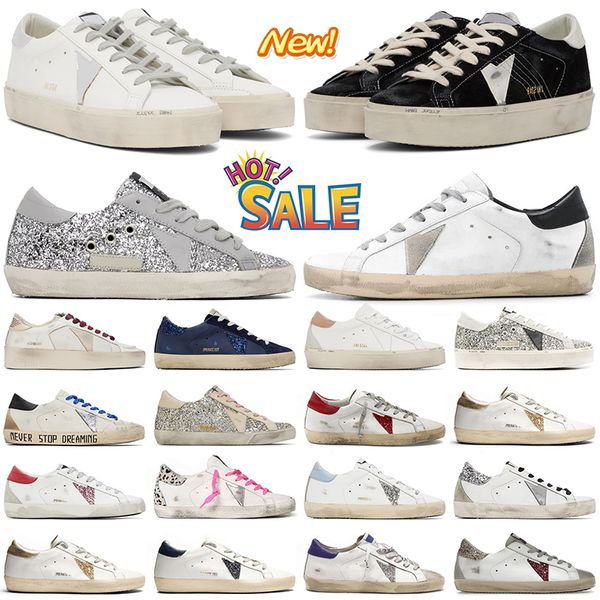 

golden sneakers men women luxury designer casual shoes hi star plate-forme trainers dirty old shoe black white pink sliver outdoor sneaker