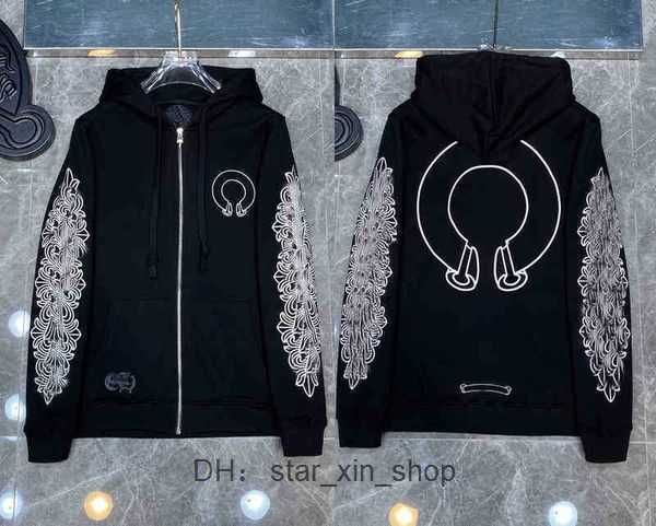 

chrome clothing designer heart hoodie chromes mens hoody clothing womens hoodies ch cross flower arm front printed horseshoe pocket 1 ukcq, Black