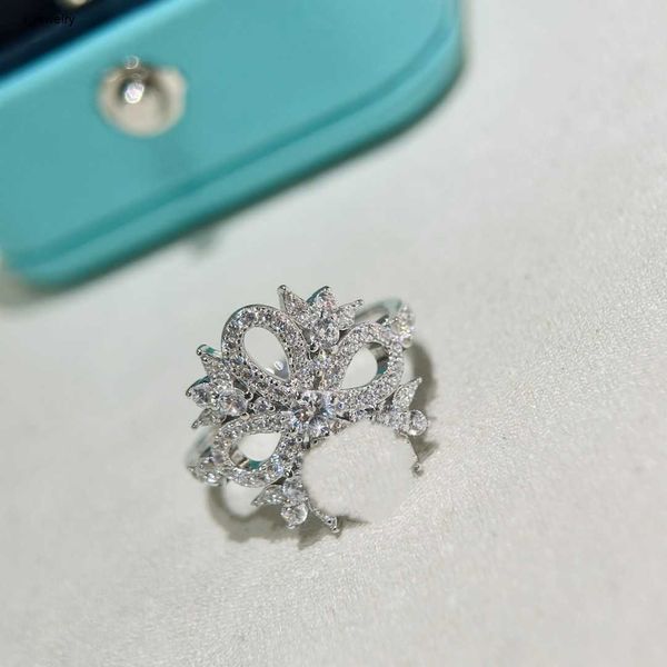 

designer women ring diamond flower wedding rings fashion non fading jewelry sterling silver couple rings #including box new listing