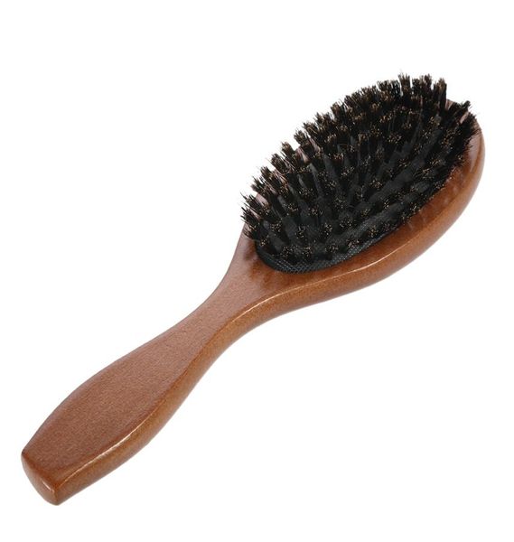 

natural boar bristle hairbrush massage comb antistatic hair scalp paddle brush beech wooden handle hair brush styling tool 7063763, Silver