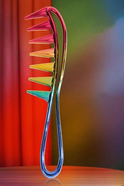 

hair brushes retro oil head wide tooth comb electroplating barber shop colorful smooth texture fluffy styling2911047, Silver