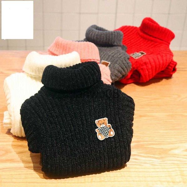 

pullover boy girl kid thick knitted bottoming turtleneck shirts baby boys sweater bear winter high collar pullover toddler sweater x0818, Blue
