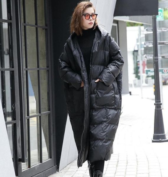 

2020 new winter hooded long sleeve solid color black cottonpadded warm loose big size jacket women parkas fashion long coats7107782