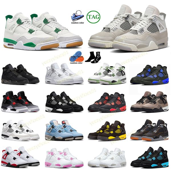 

4s basketball shoes for mens womens jumpman black cat 4s pine green thunder infrared seafoam white oreo military blue se craft cactus sneake