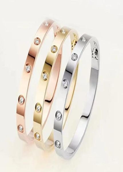 

fashion silver rose gold bangle screwdriver diamond luxury designer jewelry women039s men bracelet with box7206158, Black