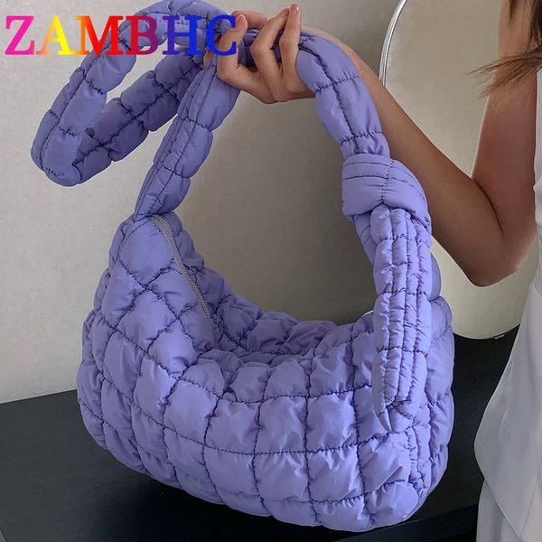 

evening bags 12 colors large capacity nylon plus cotton shoulder crossbody for women trend quilted plaid female shopping bag travel tote 230