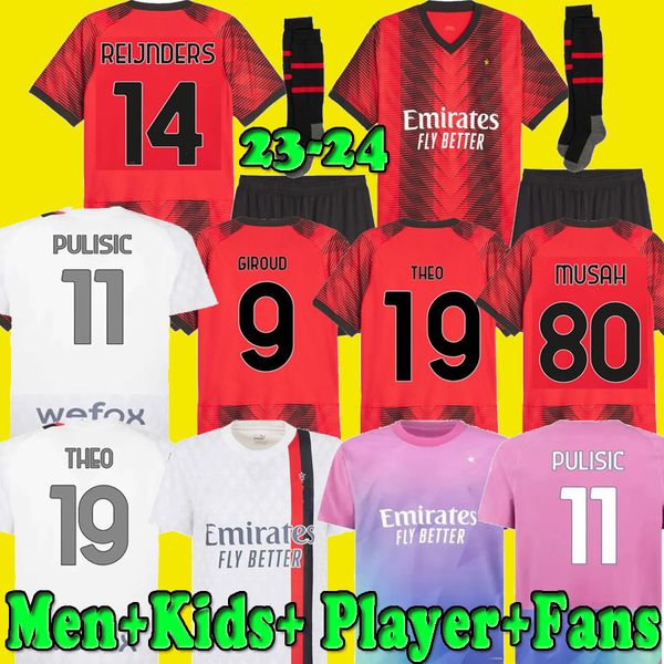 

23 24 ac milans pulisic chukwueze musah loftus-cheek giroud soccer jerseys reijnders 2023 theo brahim shirts 2024 okafor saelemaekers footba, Black;yellow