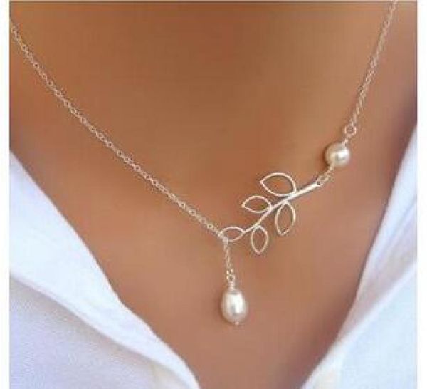 

fine jewelry women pearl leaf pendant necklaces design silver plating lady party dress charms infinity chain pearl necklace christ6729005