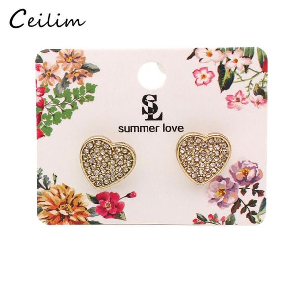 

new fashion europe alloy crystal earings heart shape gold platted earing vintage punk rivet stud earrings for women earring wholes6097287, Golden;silver