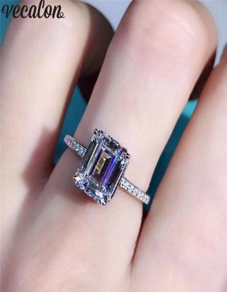 

vecalon princess cut ring 925 sterling silver 2ct diamond engagement wedding band rings for women statement finger jewelry gift2178383, Slivery;golden