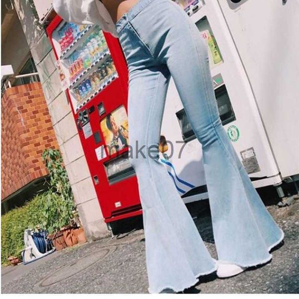 

women's jeans aisiyifushi denim flared pants women vintage bell bottom jeans plus size warm autumn wide leg trousers female pant flare, Blue