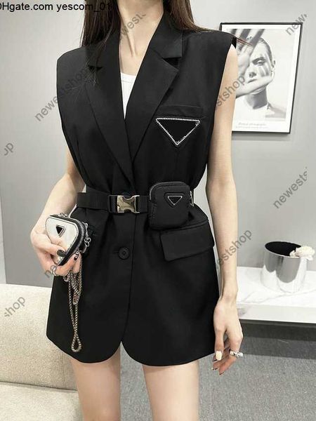 

vests 2023 womens designer short hooded vest long style slim zipper outwear summer pocket outsize lady warm coats s, Black;white