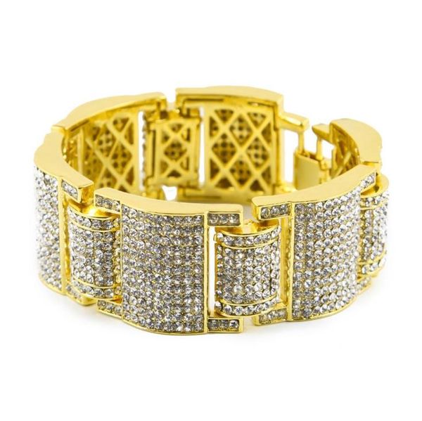 

14k gold silve iced out simulated diamond micro pave bling bling hip hop bracelet for men224v200z1813743, Golden;silver