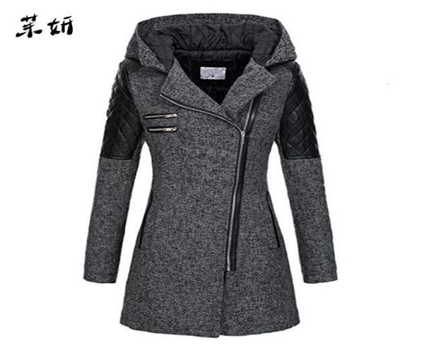

women039s trench coats 2021 women winter hooded coat autumn zipper slim outerwear spring fashion patchwork black female warm wi7514172, Tan;black