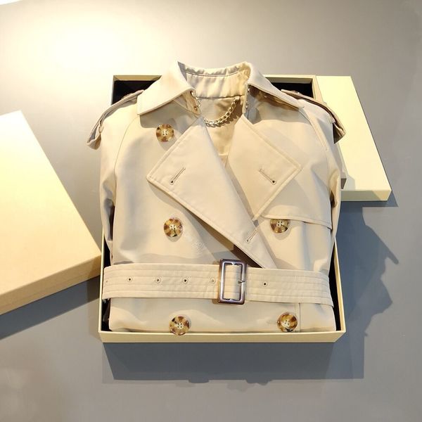 

burbrerys women's trench coats fashion original designer brands mid length windbreaker beige double breasted plaid coat jacket, Tan;black