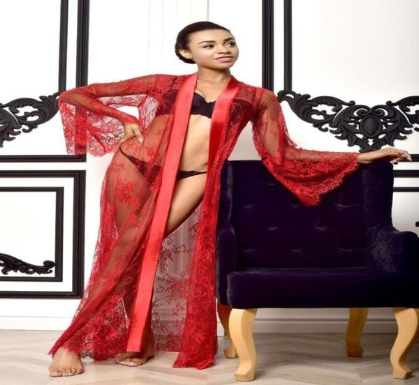 

women039s sleepwear lady long nightdress erotic lingerie sleep robe women lace hollow out pajamas nightgown exotic fetish 2111932, Black;red
