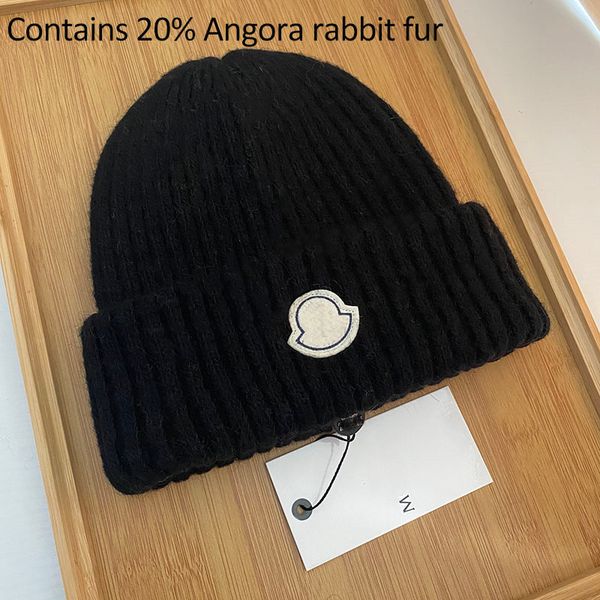 

designer winter warm angora rabbit hair men's and women's knitted hats double thickened rabbit hair hats ear protection hats soft, Blue;gray
