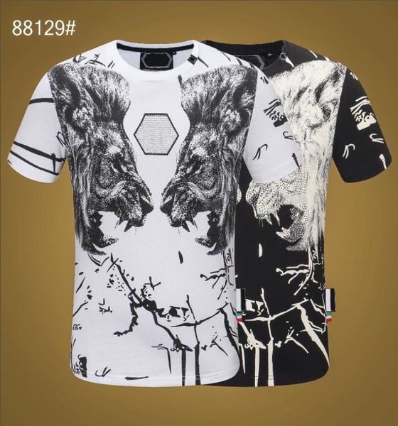 

pp men's t-shirt summer rhine short sleeve round neck shirt tee skulls print streetwear m-xxxl 881291231675, White;black