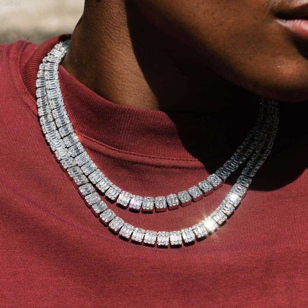 

bling sterling silver vvs baguette diamond necklace cuban moissanite tennis chain