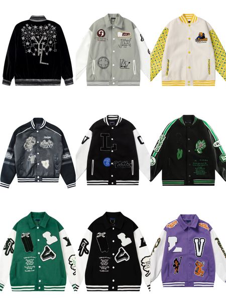 

mens jackets mens varsity leather baseball jacket men women vintage embroidery letter patchwork college coats hip hop bomber, Black;brown