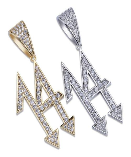

iced out number 14 pendants necklaces micro pave cuban zircon stone pendant necklace gold silver color gift for men8993137