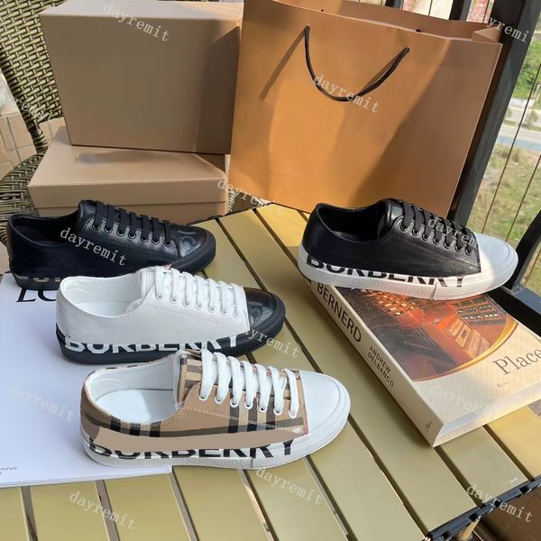 

designer casual shoes striped vintage sneaker checks canvas shoe plaid men women platform trainers brand flats classic shoe, Black