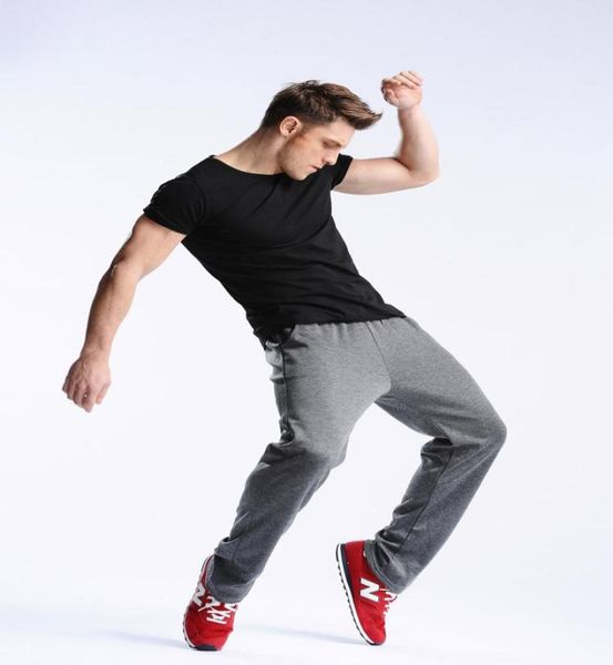 

solid color mens casual straight pants autumn spring jogger sweatpants elastic waist8039859, Black
